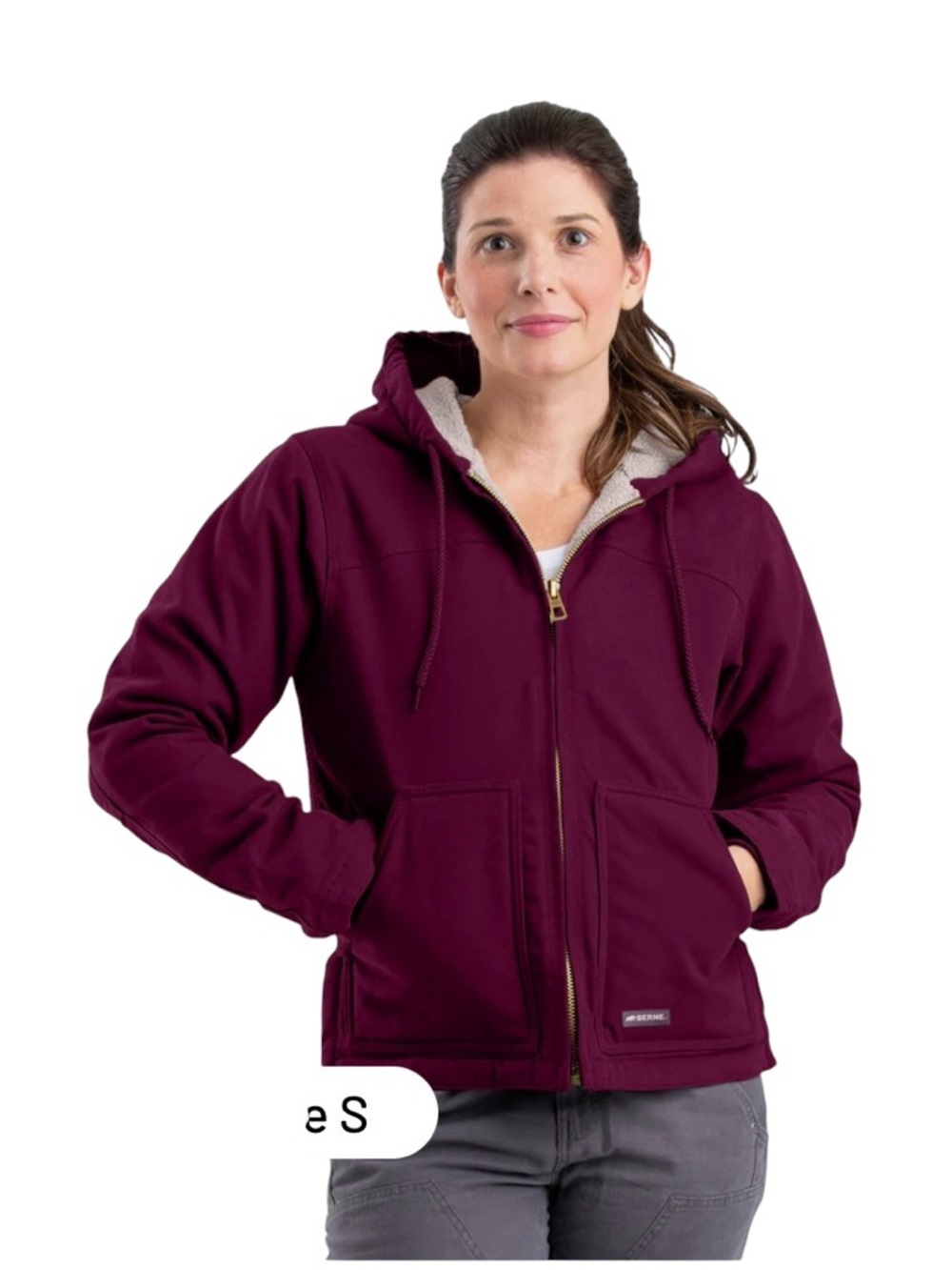 Berne Women’s Sherpa-Lined Softstone Hooded Zip Up Duck Jacket - XL
